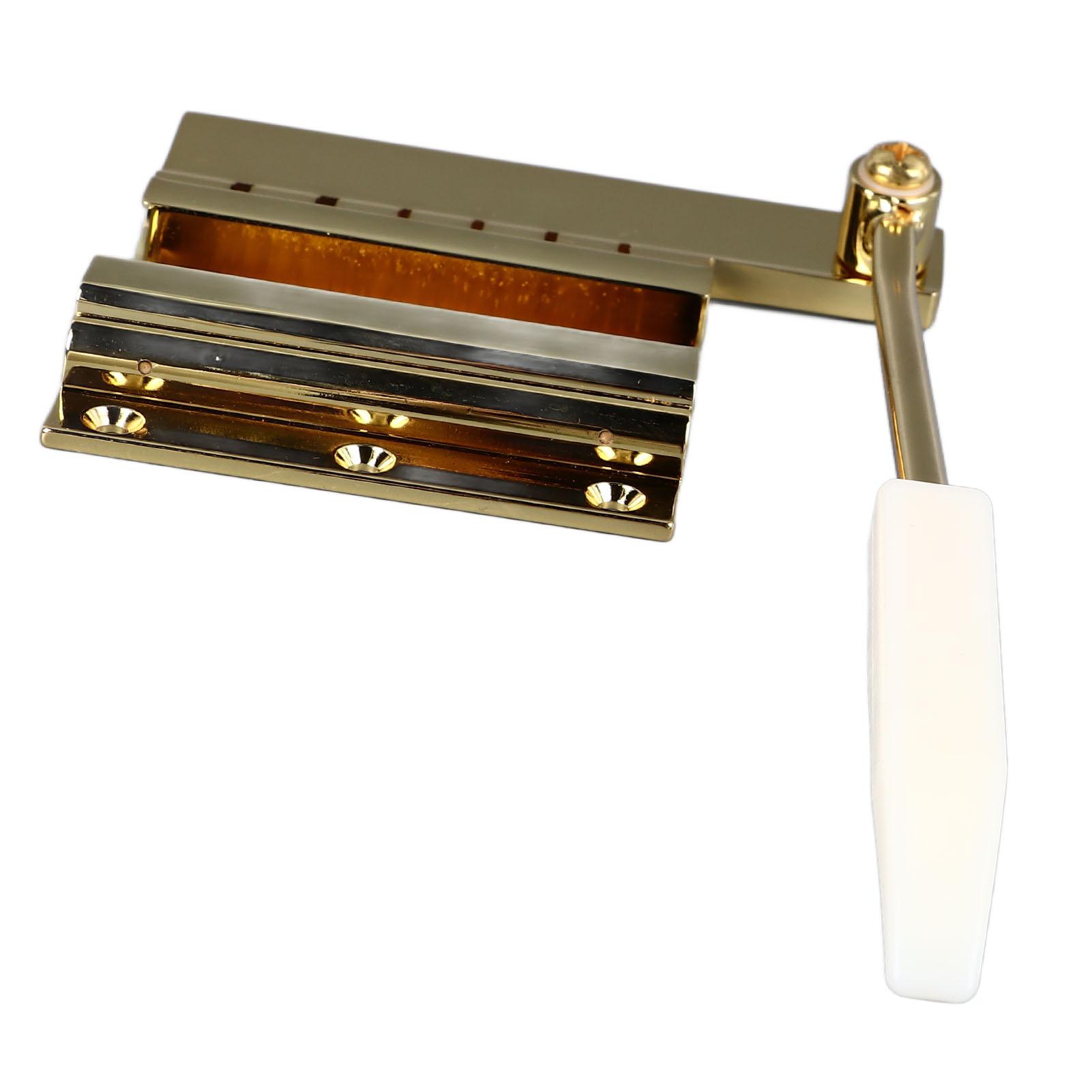 Electric Guitar Treble Bridge with Bar Adjustable Amplitude Guitar String Bridge Set for LP SG Series Gold