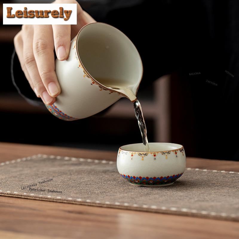 111ml Dunhuang Ru Kiln Arhat Teacup Luxury Tea Bowl Sample Tea Cup Tea-tasting Fragrance Cup Jianzhan Master Cups Drinkware