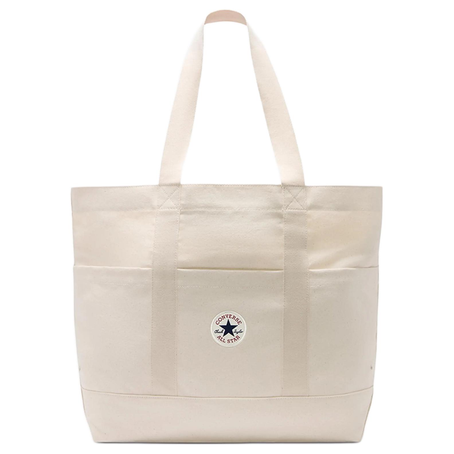 Converse Casual Simple Versatile Open Closure Canvas Tote Bag Shopping Bag Handbag Unisex tote Off-White CON26987 Ecru