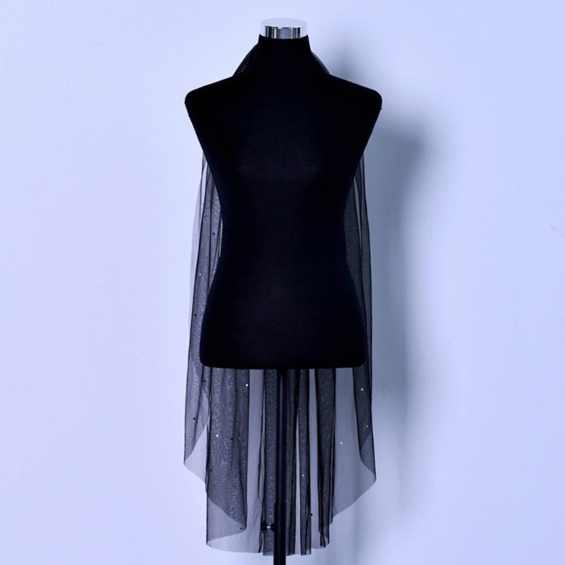 Elegant Black Bridal Veil With Rhinestones Embellishments Unique Headpieces Headwear For Weddings And Special Occasion