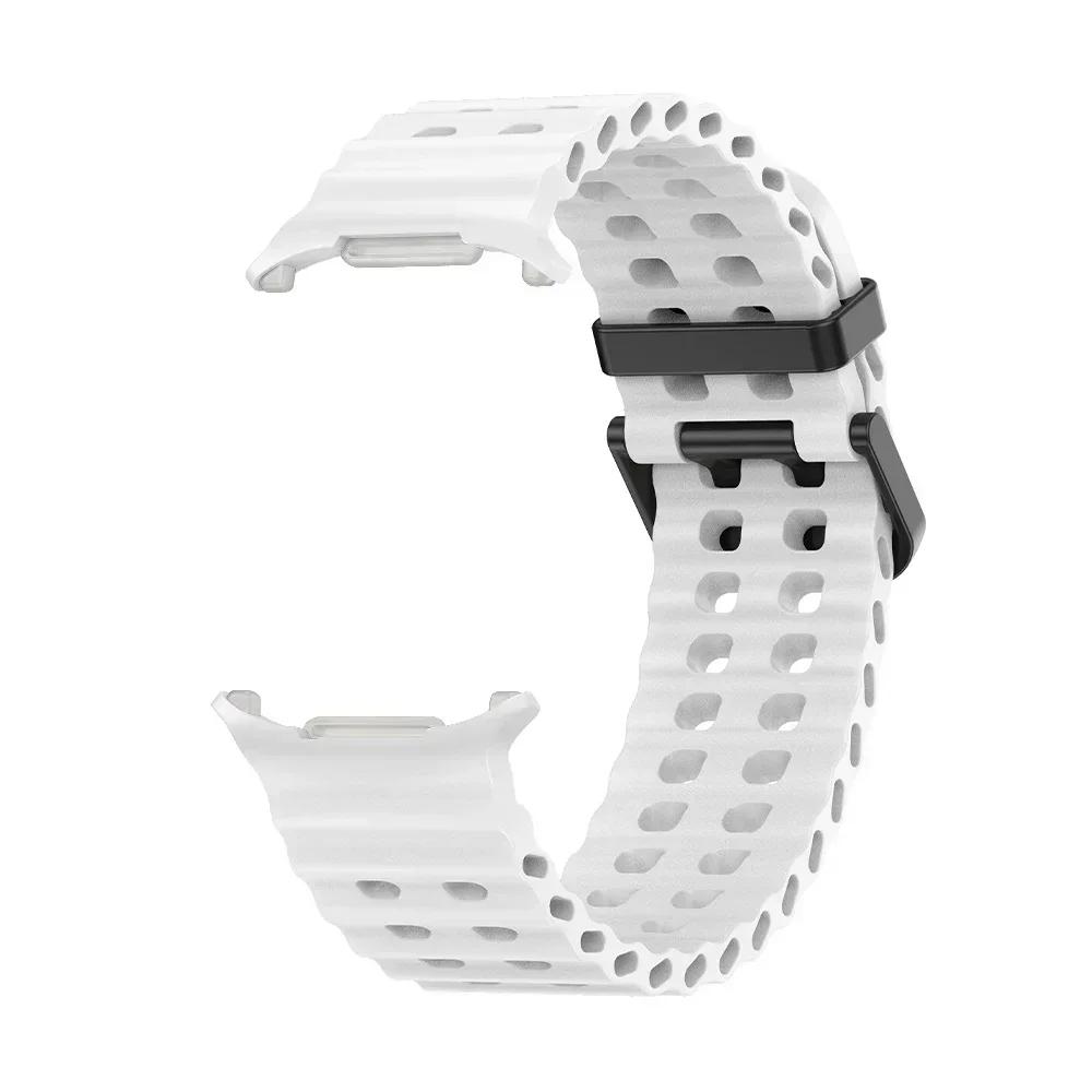NEW Marine Silicone Strap For Samsung Watch 7 Ultra 47mm Bracelet No Gaps Sport Two-tone Band for Galaxy Ultra Watchband Straps