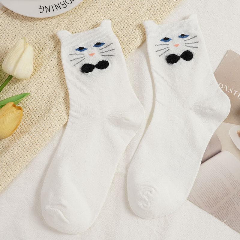 Women's New Cute Funny Cartoon Cat Mid-Calf Socks Comfortable Indoor Floor Sock Daily Casual Socks Creative Gift