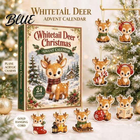 Winter Wonderland Tree Countdown Calendar Christmas Advent Whitetail Deer Decorations 2D Calendar 24-Day with 24