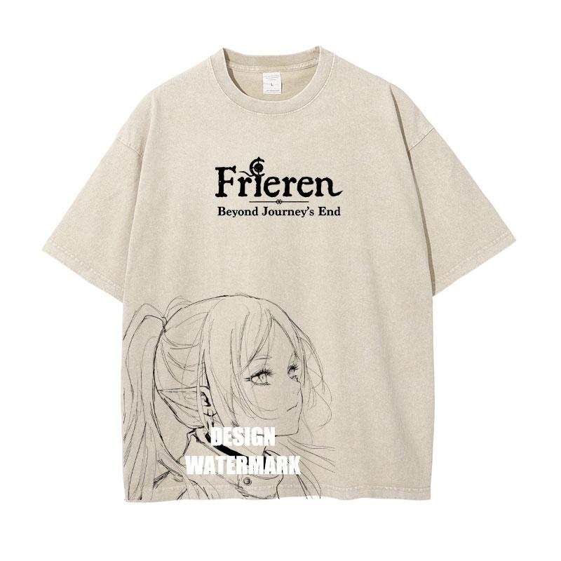 

Frieren Beyond Journeys End Anime Clothing Frieren Kawaii Tshirt Men Women Tshirts Washed Cotton T Shirt Harajuku Male Tops S