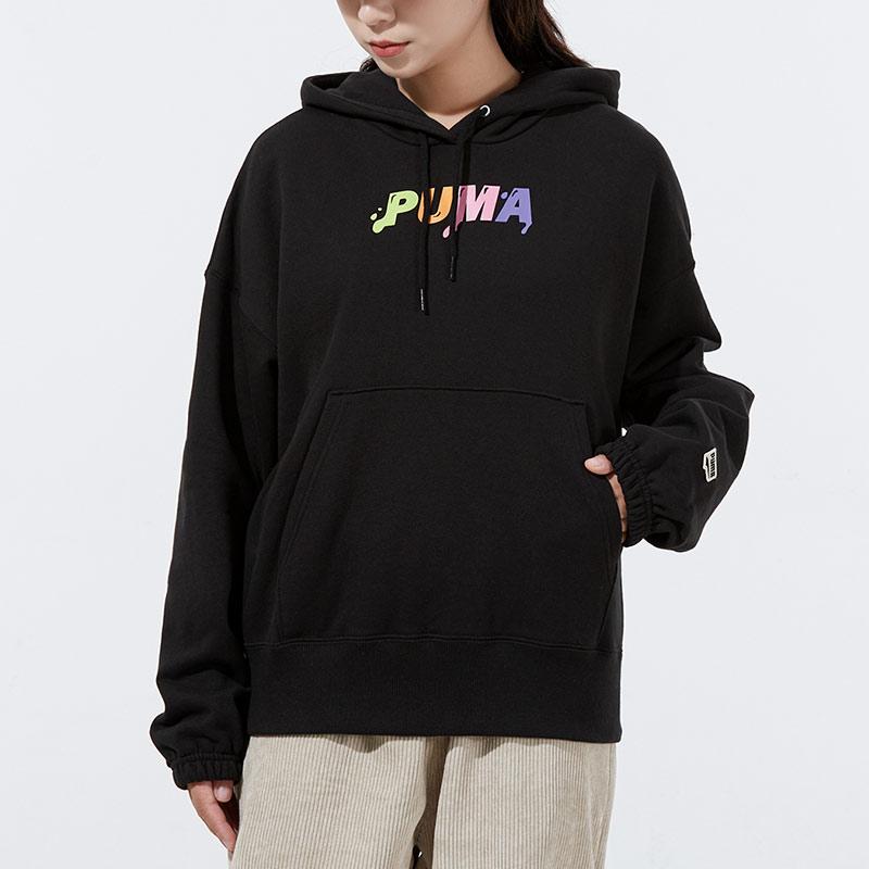 Puma Downtown Printed Logo Hoodie Women Hoodie Black 533049-51