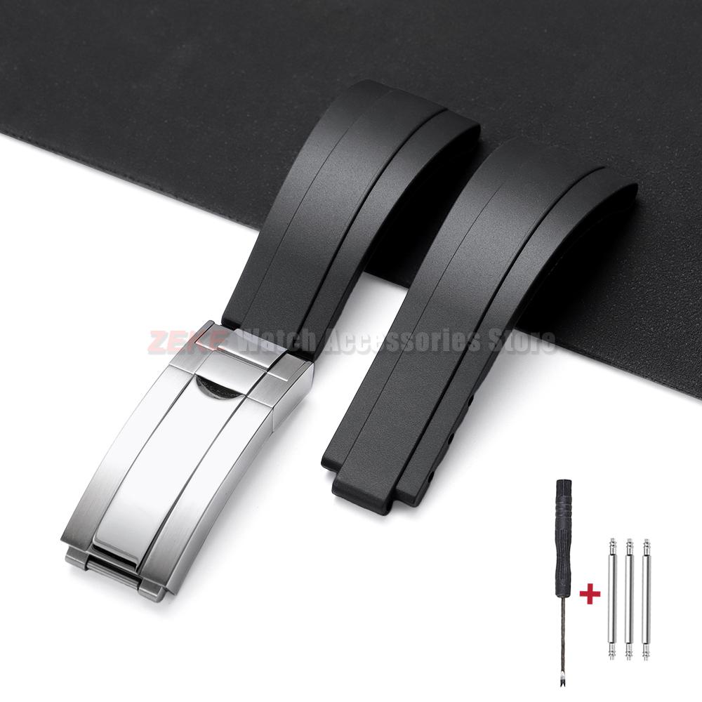 20 mm breites Uhrenarmband aus Gummi für Rolex Water Ghost, GMT und Daytona – wasserdichtes Silikonarmband mit Faltschließe