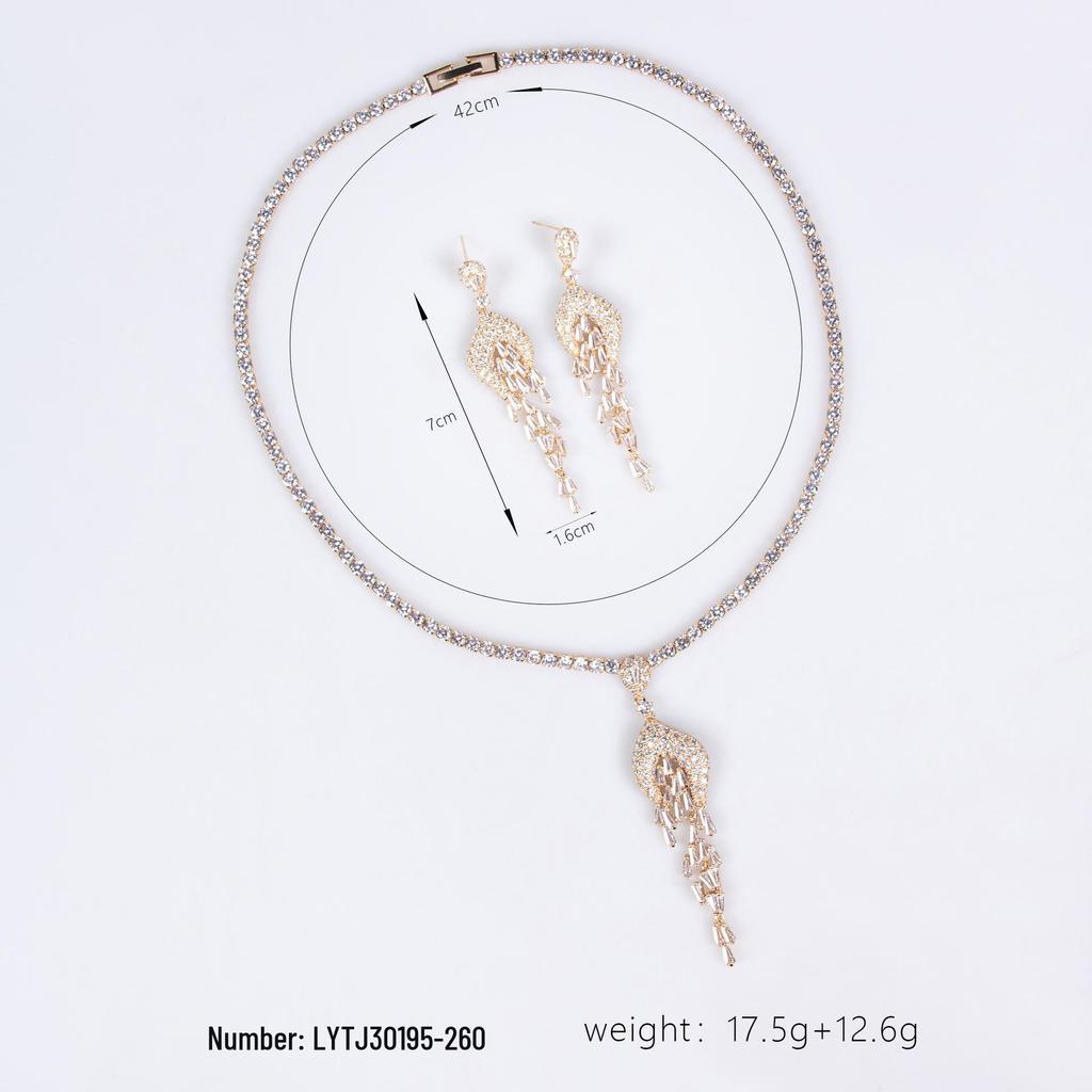 Korean Choker Necklace & Zircon Earrings Bridal Set