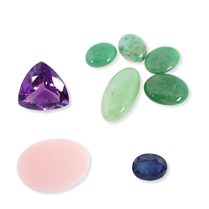 [Used] Amethyst, jade, green garnet, sapphire, conch shell loose stones/j25-2