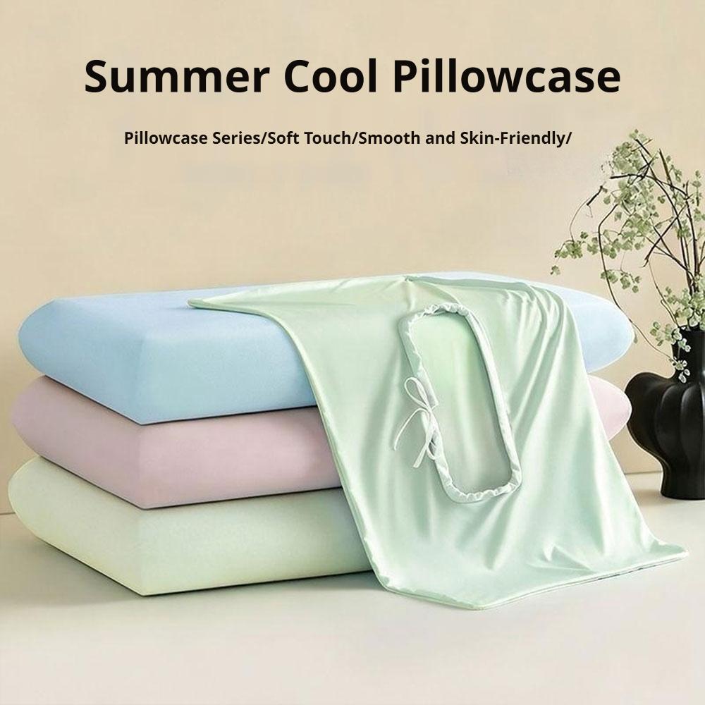 Silky Skin Ice Cooling Pillowcase Cold Touch Breathable Sweatproof Drawstring Pillow Slip Soft Summer Bedding Cover For Pillows