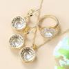 Simple Round Bridal Four-Piece Suit White Zircon Crystal Gold Color Women Jewelry Sets Dangle Earrings/Bracelet/Ring 6-Colors