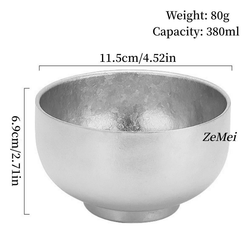 Pure Titanium Thickened Salad Bowl,11.5 cm Multicolor Double-Layer Glossy Texture Home Food Storage Soup Titanium Bowl Tableware