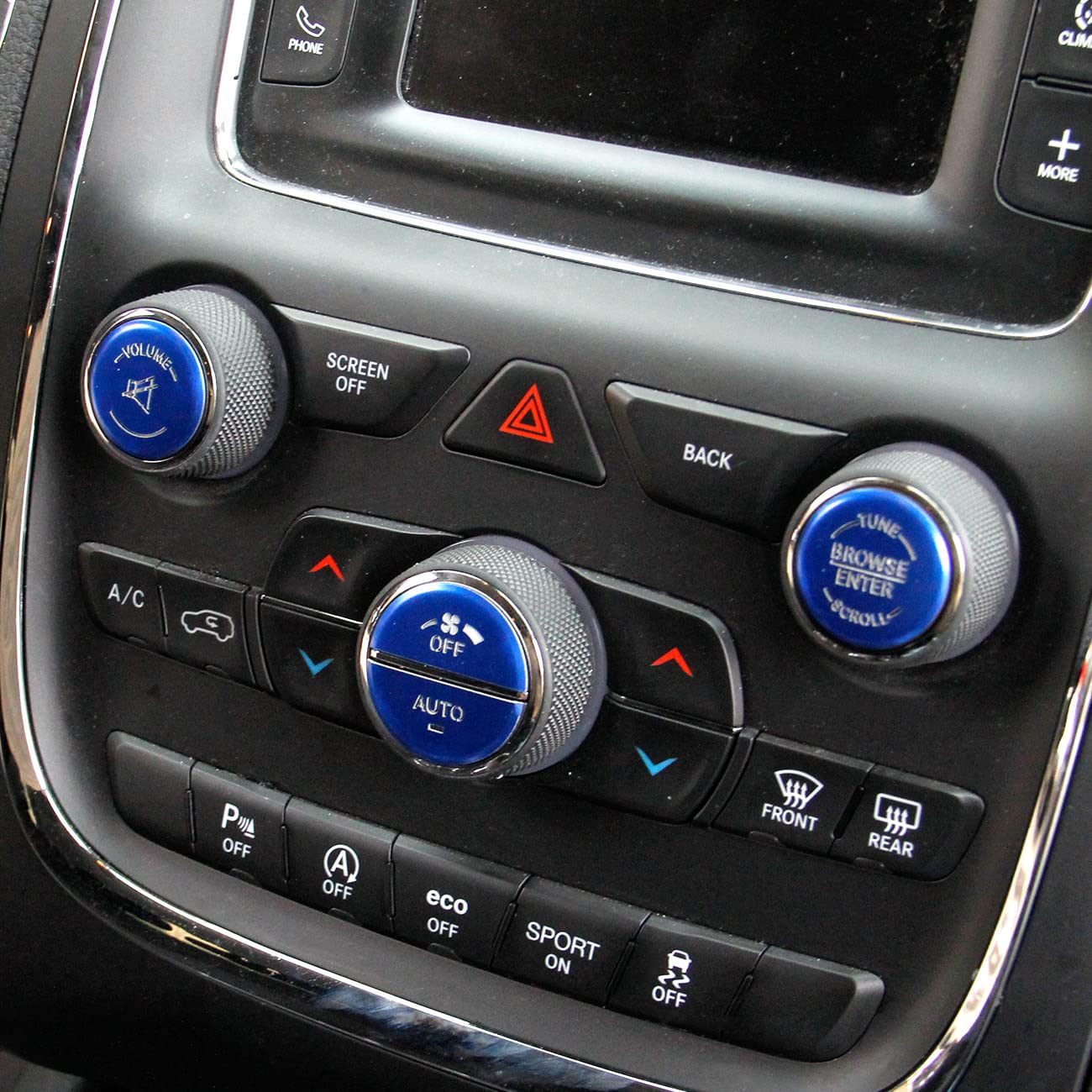 

Aluminum Alloy Air Conditioner Switch CD Button Pervious Light Patch Cover for 14-20 Dodge Durango 15-22 Dodge Charger Challenger Chrysler 300 for синий
