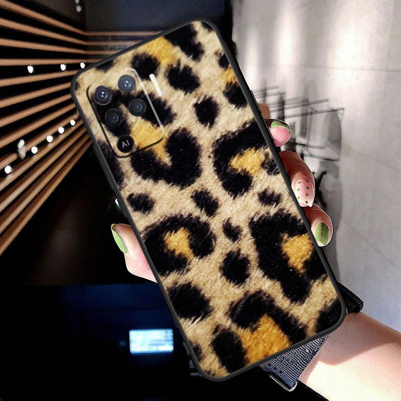 Tan Leopard Case For Oppo A78 A98 A18 A38 A58 A60 A80 A40 A77 A57 A17 A74 A54 A94 A96 A76 A16 A15 A5 Pro