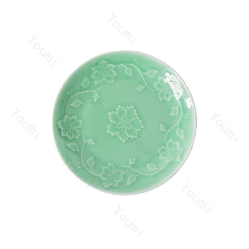 Kreativ Relieff Blomster Keramisk Tallerken High End Kinesisk Stil Middagstallerkener Deilige Retter Salattallerken Utsøkt Hjemmebordsservise