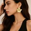 European and American Xiaoqing fresh style versatile commuting fashion simplicity golden flower stud earrings niche design high-end jewelry