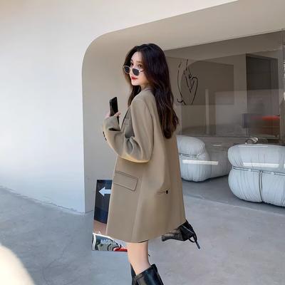 Slit Design Blazer Coats Women Casual Fashion Loose Korean Jackets Streetwear Chic Long Sleeve