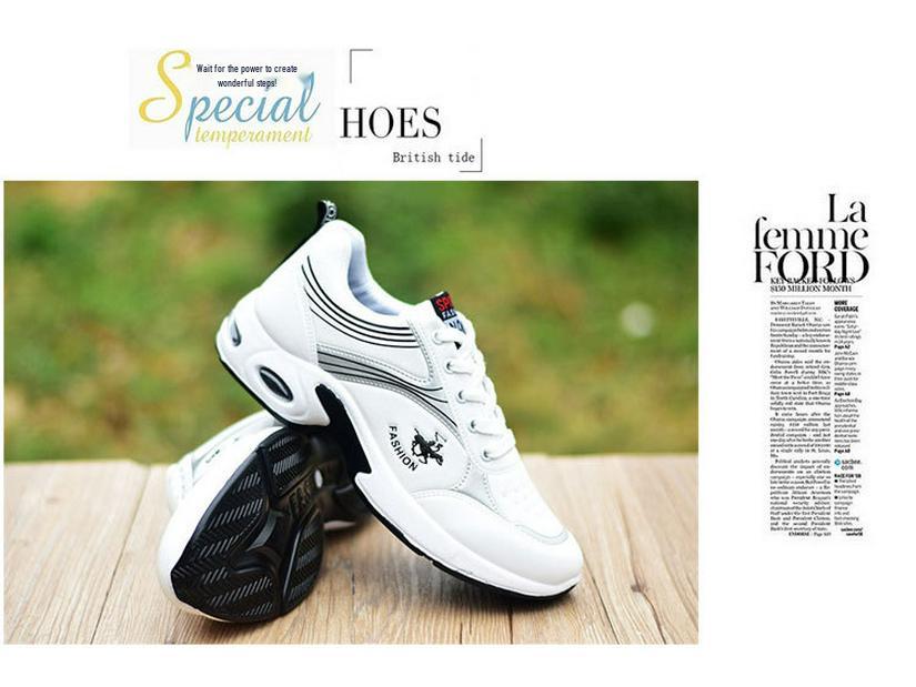 Men's White Sports Shoes: Air Cushion, Breathable, Non-Slip Leather, Trendy Casual Footwear for Autumn.