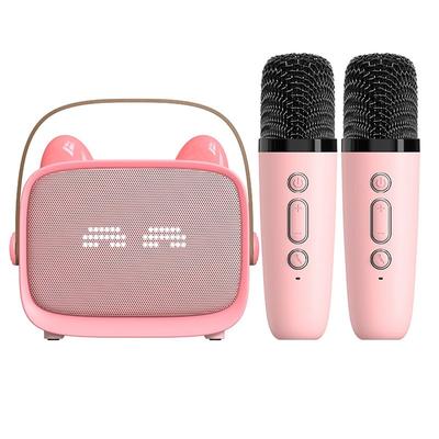 ABUO-Mini Portable Bluetooth Speaker Wireless Karaoke Machine With 2 Microphones K-Song Functionality For Family Singing