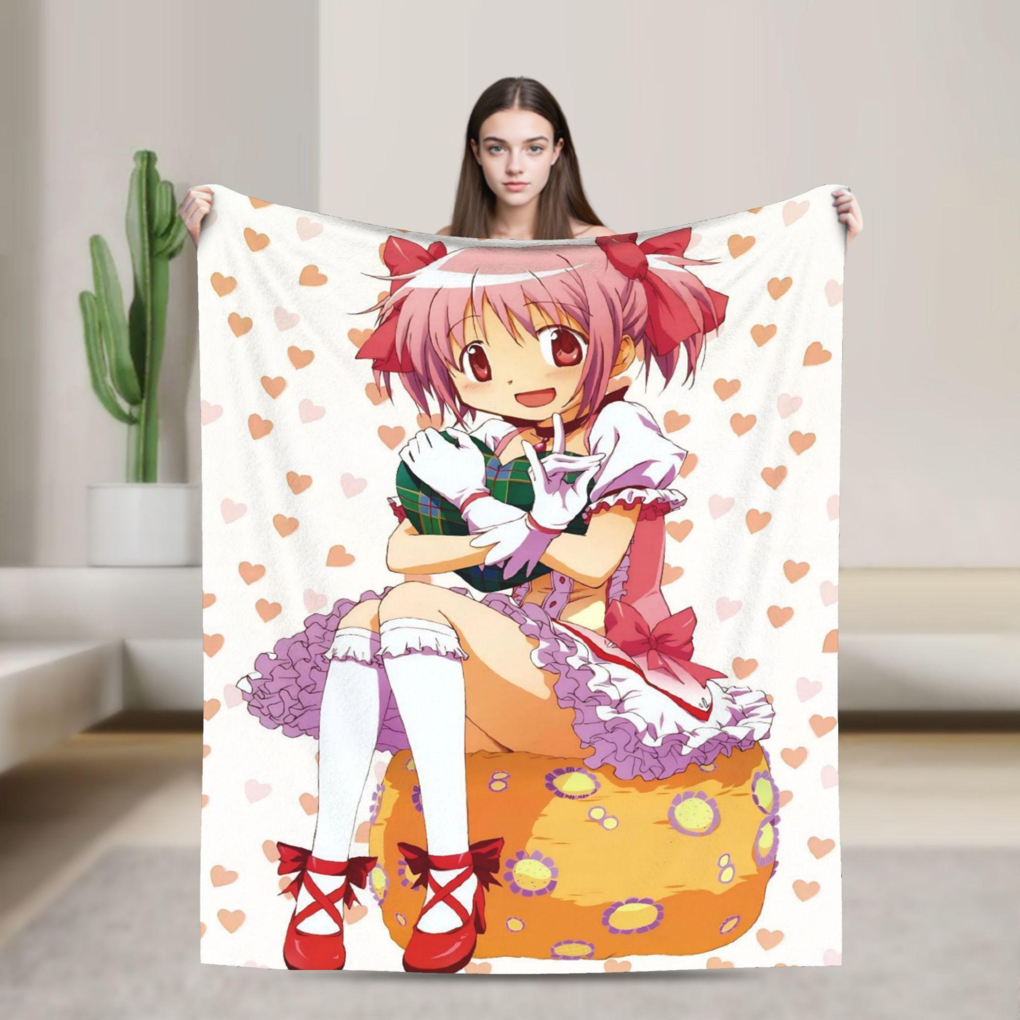 

Puella Magi Madoka Magica Blanket Cute Madoka Flannel Awesome Soft Throw Blankets for Home All Season 75x90cm