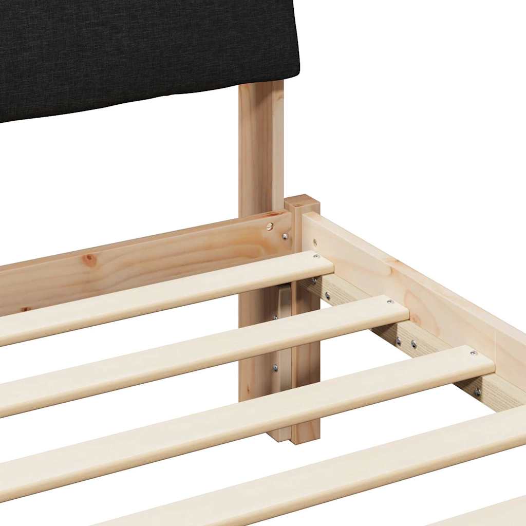 Brown and Black Bed Frame 90 X 200 Cm Solid Pine Wood
