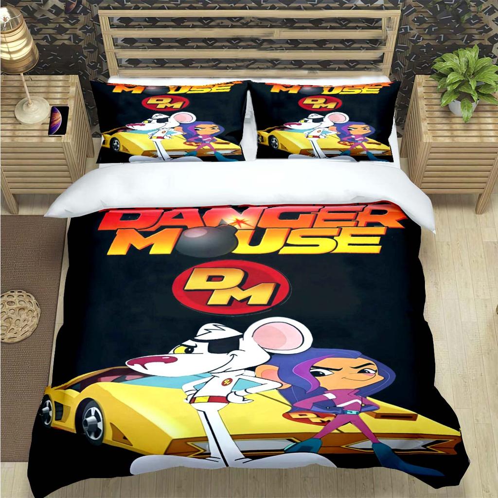 Popular Cartoon D-Danger Mouse Print Bedding Sets Bed Supplie Set  Comforter Set  Teens Girls Twin Single Kid Gift