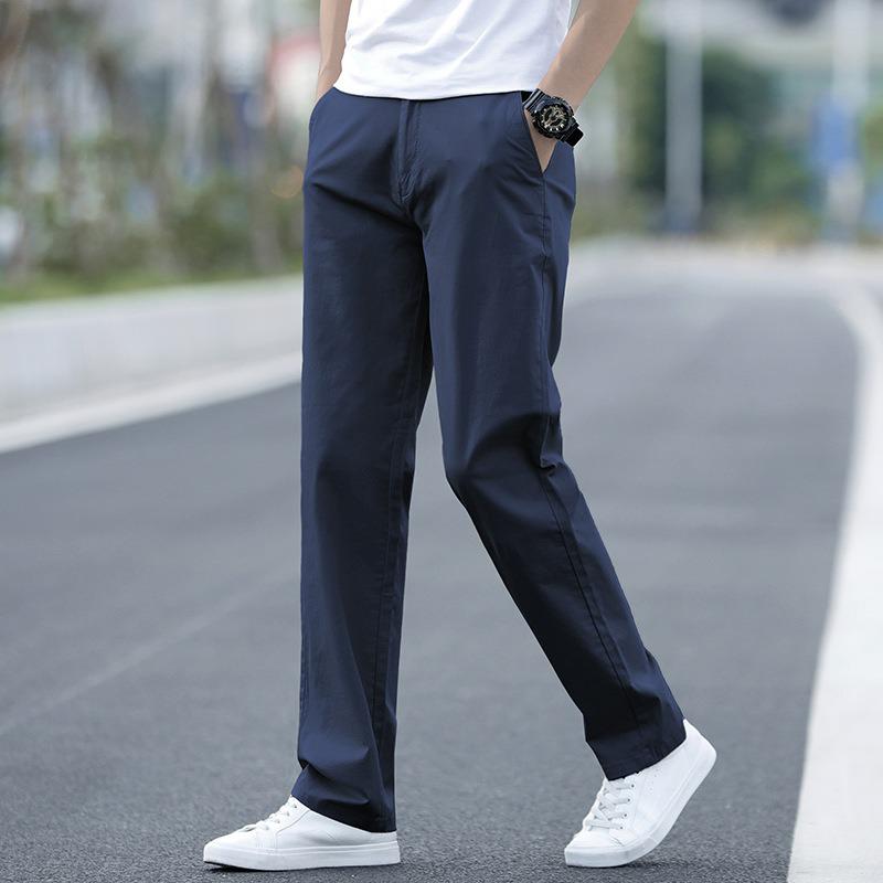 

Men s Summer 2025 Cotton Casual Business Loose Straight-Leg Trousers - Trendy Long Pants 28 темно-синий