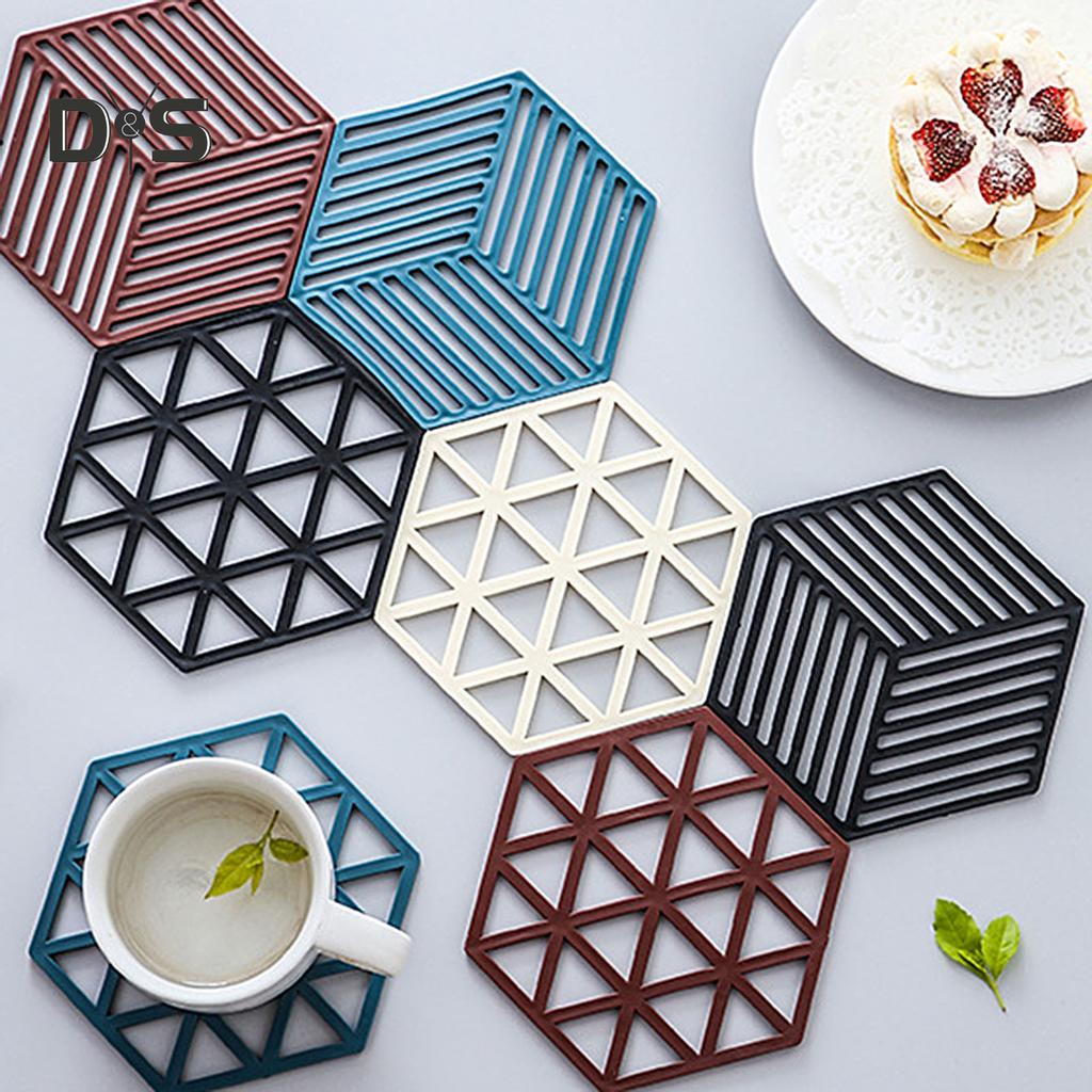 NE_ Hollow Hexagon Silicone Anti-slip Heat Resistance Cup Bowl Pad Mat Placemat NE_ Hollow Hexagon Silicone Anti-slip Heat Resistance Cup Bowl Pad Mat Placemat