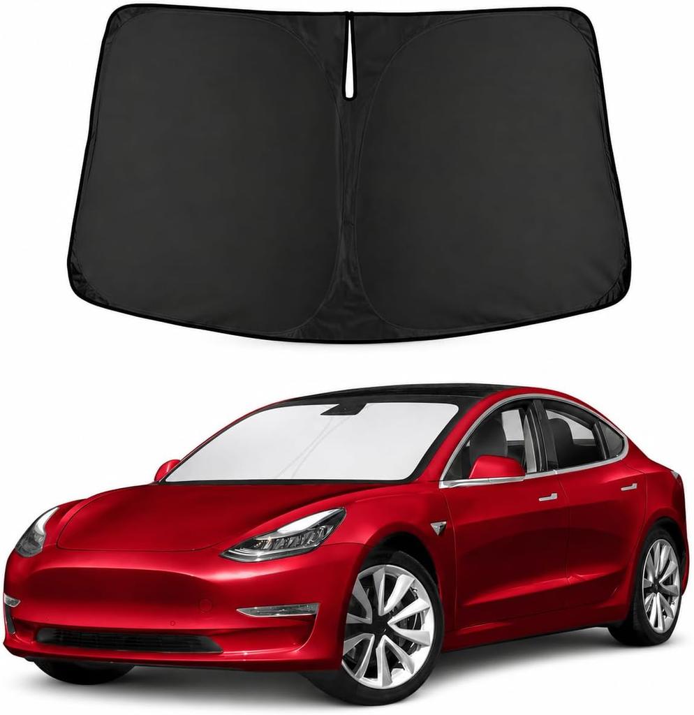 For Tesla Model Y Juniper 2026 Model 3 Highland Windshield Sunshade Sun Blockage Foldable Heat Insulation Sunshade Storage Bag