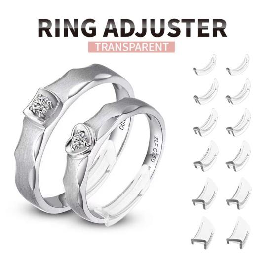 8 Pcs/Set Ring Size Adjuster Mat Transparent Invisible Non-irritation Reusable Soft Anti-slip Different Sizes Ring Size Reducer Mat Ring Guard