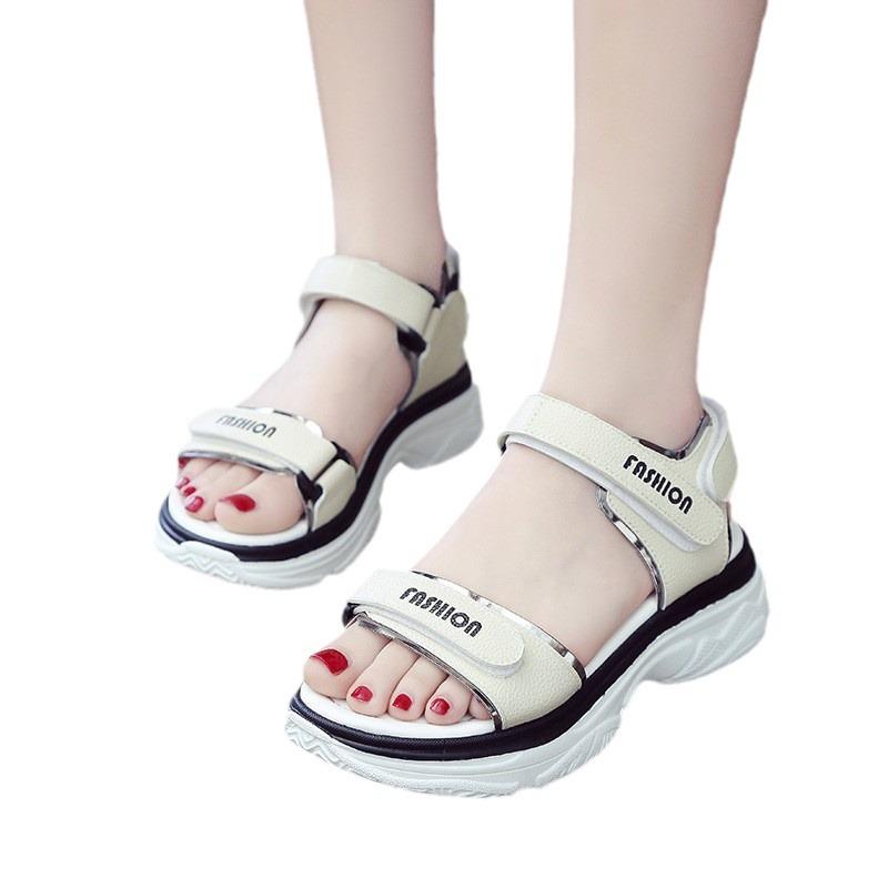 New sports sandals women's summer muffin lightweight student versatile Velcro beach shoes