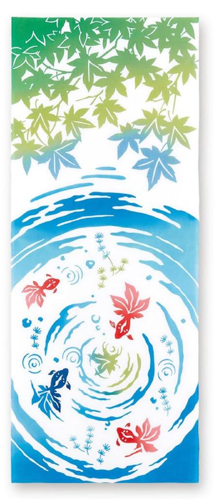 Miyamoto Kenema Tenugui hand approximately 35 x 90 cm Chū-dyed (Japanese towel) "Refreshing Goldfish" 50189,