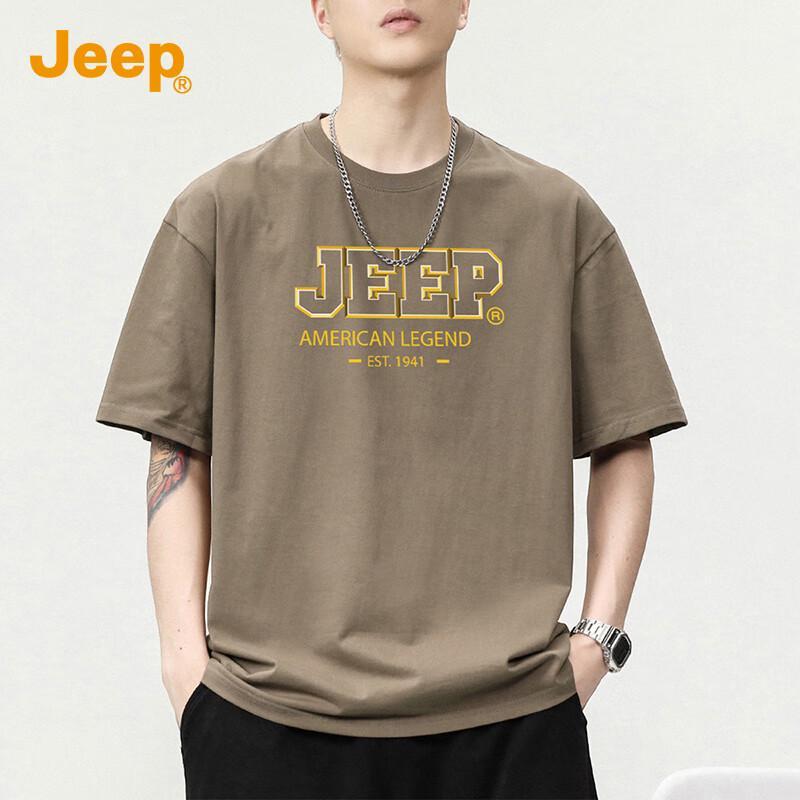 JEEP Men s Heavyweight Pure Cotton Short Sleeve T-Shirt 4XL