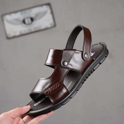 2025 Neue Herrensandalen Luxus Echtes Leder Herrenschuhe Lässig Rutschfest Strandslipper Bequem Offene Zehen Herren Sandalen 38-47