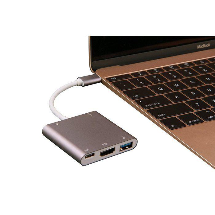 INF USB-C Multiport Adapter for USB, USB-C (USB PD), Compatible 4K HDMI, Silver