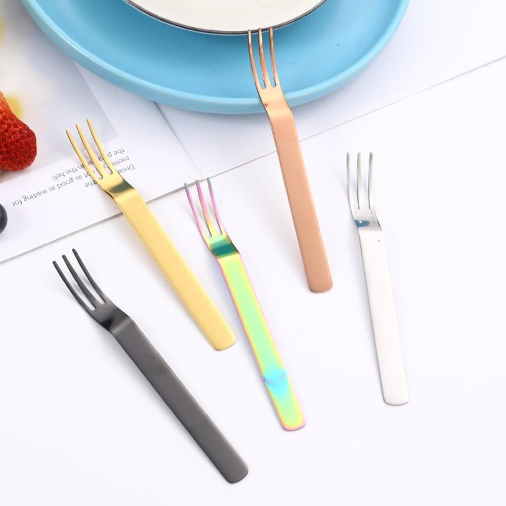 6ks 304 nerezová zlatá vidlička na ovoce se stojánkem Odolná sada nerezových vidliček na dort Mini vidlička Dezertní vidlička Odpolední čaj