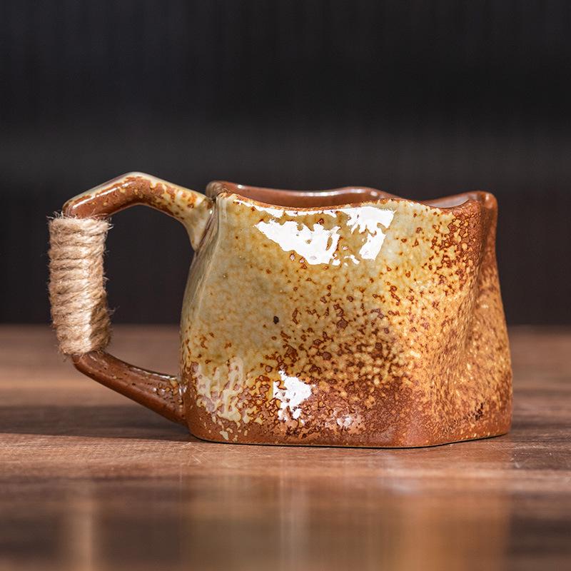 Irregular Retro Ceramic Coffee Mug - Unique Kiln-Changed Design