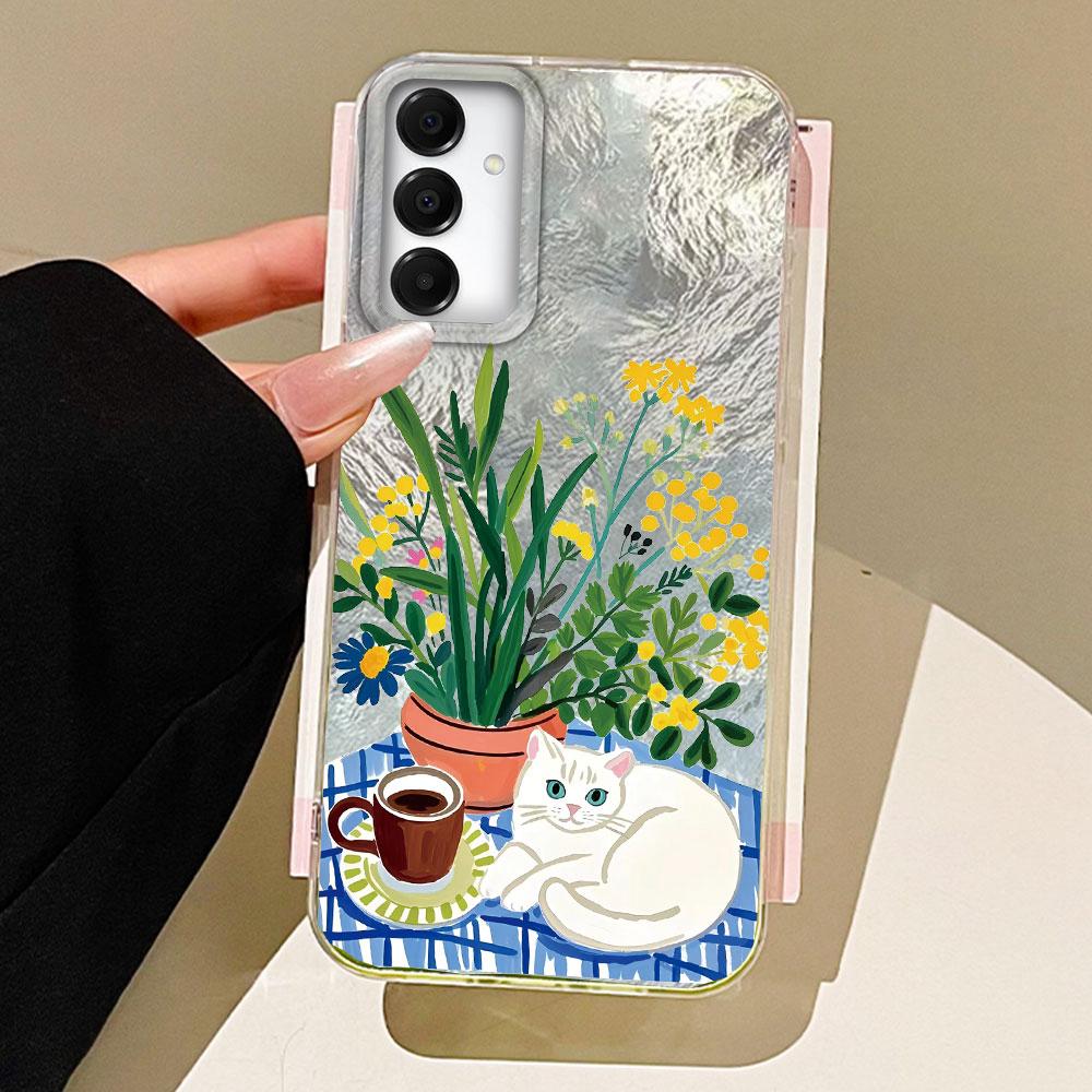 Lucky Cat Vortex Texture Women Phone Case for Samsung Galaxy A55 A56 A36 A26 A16 A53 A06 A14 A24 A34 A54 A15 A25 A35 A12 Cover