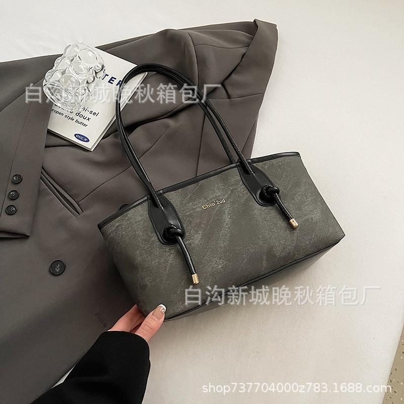 

Трендовая сумка женская новая ретро популярная модная сумка через плечо текстурная повседневная универсальная сумка-тоут чёрный