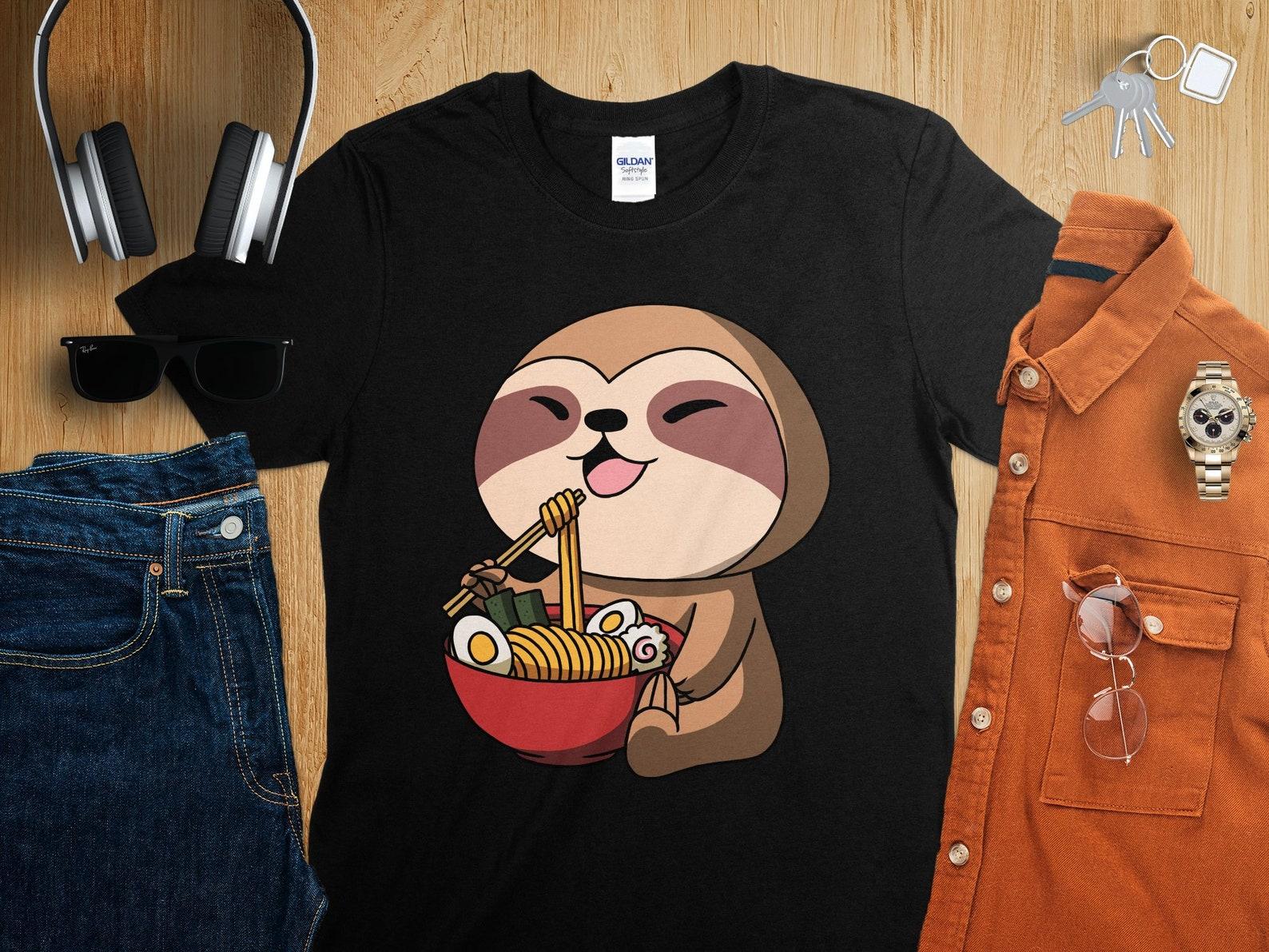 Kawaii Anime Sloth Asian Noodles Japanese Ramen Shirt, Anime Shirt, Ramen T-Shirt, Japan Art S