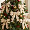 Sturdy Webbing Gift Toppers Christmas Bows for Wreath, Merry Craft Bow Ornaments, Winter Tree Large Fabric Trees Decoration Holiday Tree, Front Door,