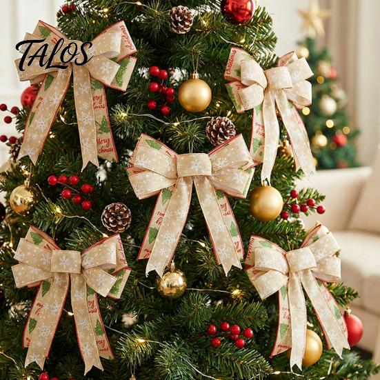 Sturdy Webbing Gift Toppers Christmas Bows for Wreath, Merry Craft Bow Ornaments, Winter Tree Large Fabric Trees Decoration Holiday Tree, Front Door,
