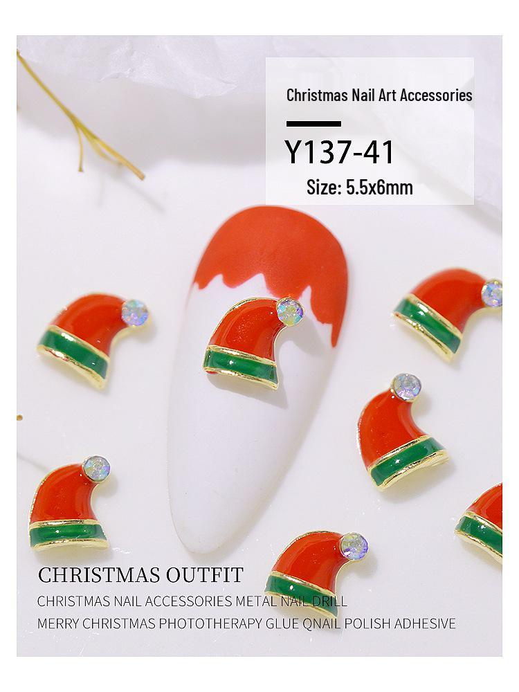 Christmas Alloy Nail Art Decor: Cartoon Santa, Bells, Reindeer, Snowflakes & Rhinestone Accessories