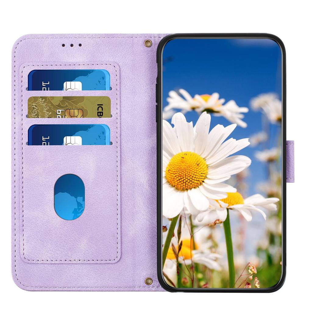 For iPhone 17 Pro Case PU Leather Floral Phone Cover with Card Slots