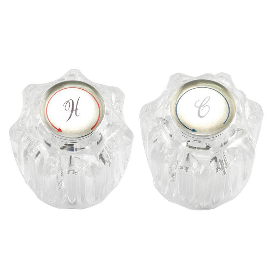2Pieces Campers Faucet Knobs Replacement Accessory for Bathroom Sink and Shower Hot Cold Water Control Acrylic
