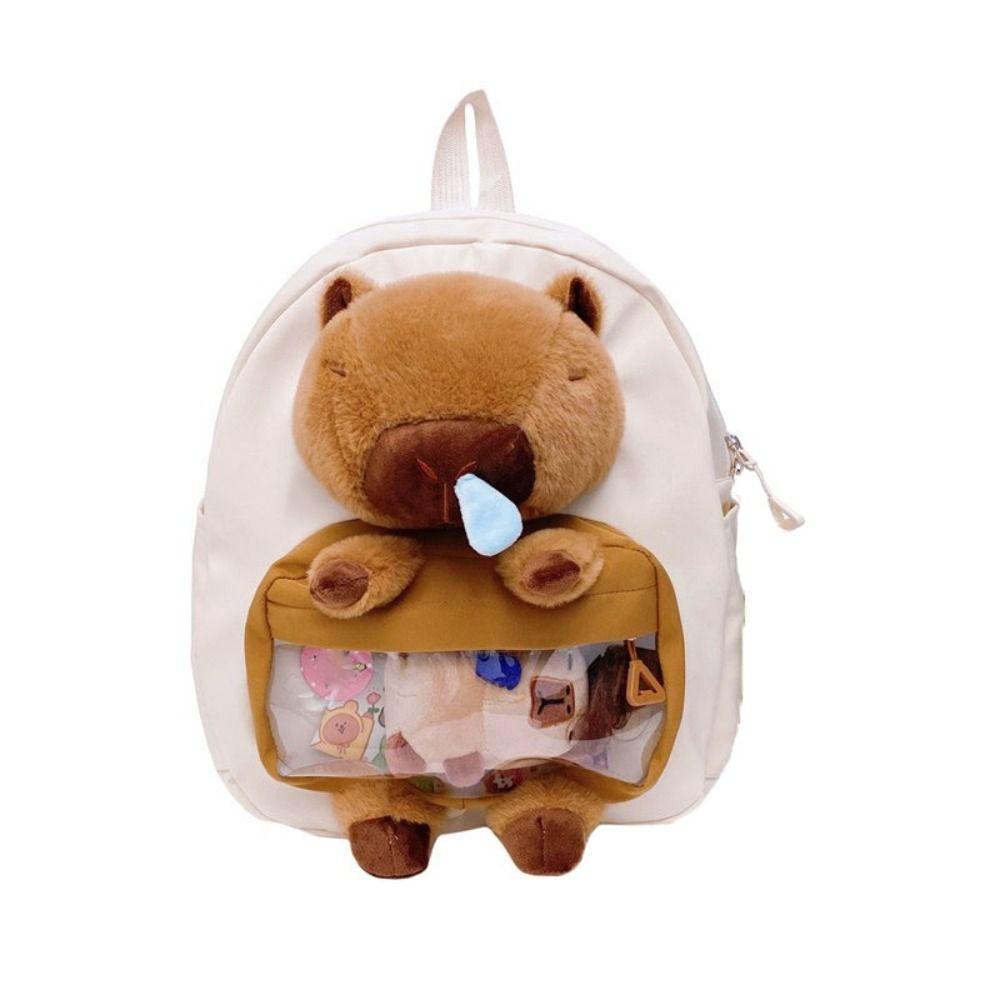 Animal Capybara Shoulder Bag School Bag Cartoon Backpack Portable Capybara Plush Backpack  Outdoor