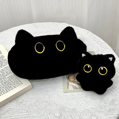 New Black Cat Plush Pencil Case Cartoon Animal Doll Pen Bag Large Capacity Stationery Storage Bag School Supplies Cosmetic Bag