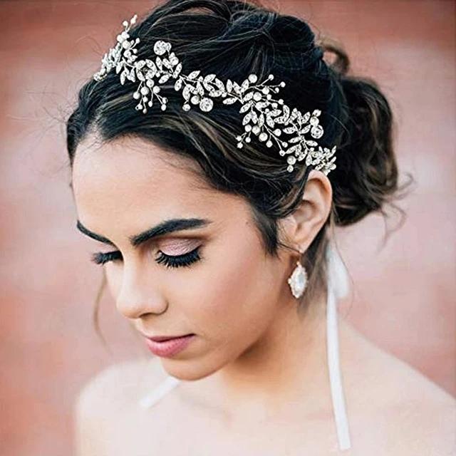 Korean Fashion Imitated Pearl Crowns Girls Bridal Wedding Headband Floral Flower Headband for Girls Adult Hair Accessories