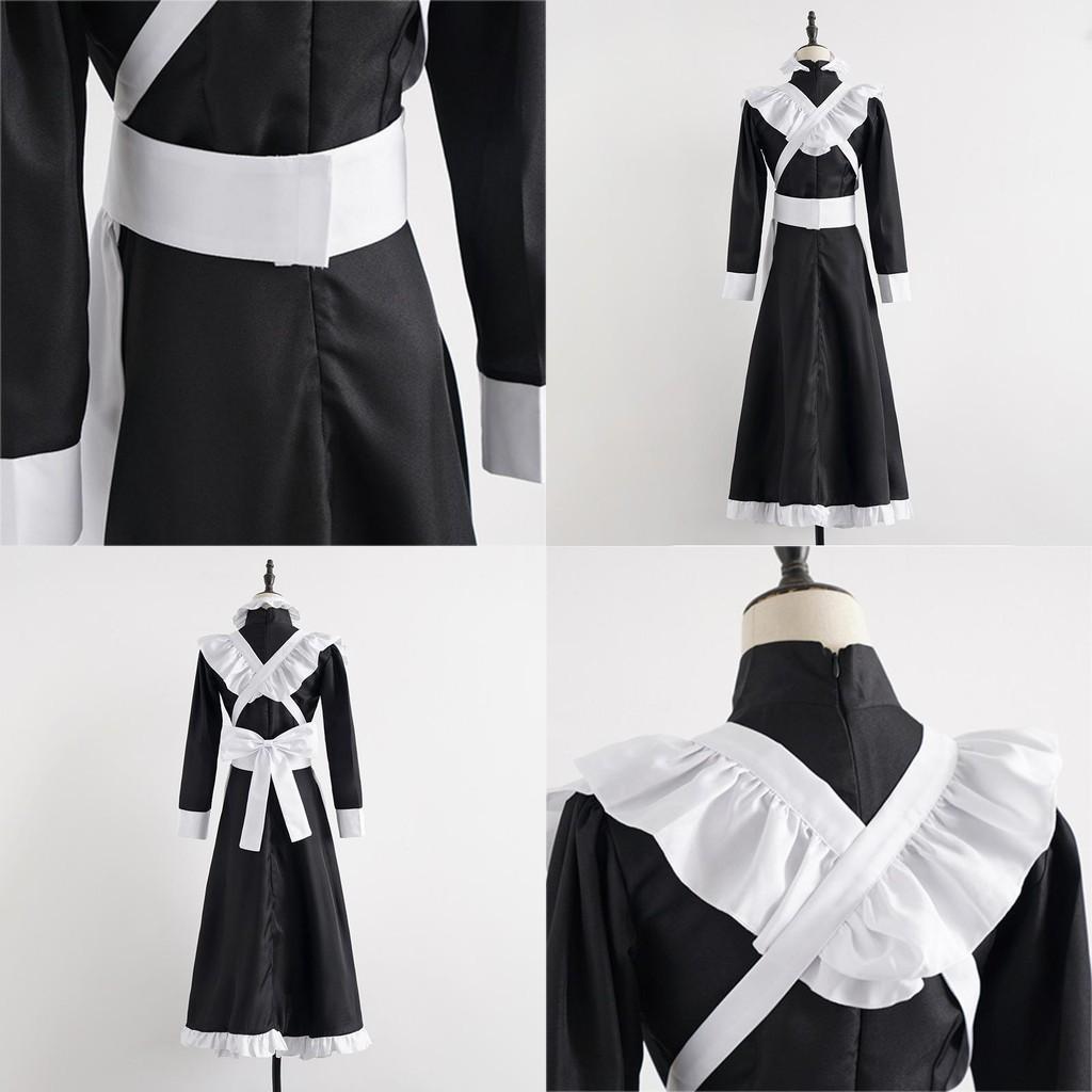 English Style Pearl Lace Long Maid Costume Perfect For Cosplay And Coffee Shop