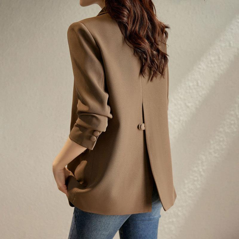 Frauen Frühling Blazer Dünne Mode Lässig Feste OL Arbeit Anzüge Herbst Langarm Mäntel Jacken Weibliche Revers Neck Tops