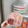 Recipiente de Armazenamento de Alimentos para Geladeira com 4 Compartimentos e Tampa Selada Crisper para Conservação de Alimentos Frescos Caixa de Armazenamento de Carne Organizador Espaçador de Frescor